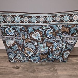 Vera Bradley Large Tote Bag Java Blue Multiple Pockets Travel Carry On Excellent